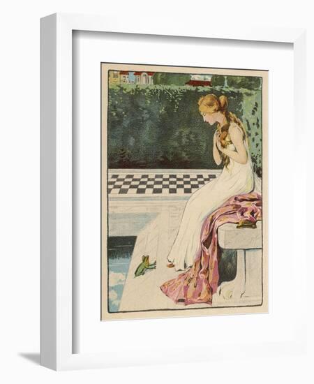 The Princess Discovers a Frog at Her Feet: Curiously He Too is Wearing a Crown-Willy Planck-Framed Art Print