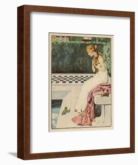 The Princess Discovers a Frog at Her Feet: Curiously He Too is Wearing a Crown-Willy Planck-Framed Art Print