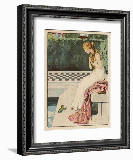 The Princess Discovers a Frog at Her Feet: Curiously He Too is Wearing a Crown-Willy Planck-Framed Art Print