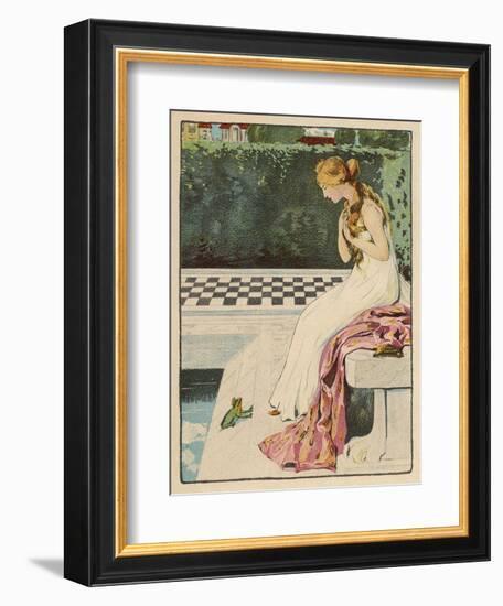 The Princess Discovers a Frog at Her Feet: Curiously He Too is Wearing a Crown-Willy Planck-Framed Art Print