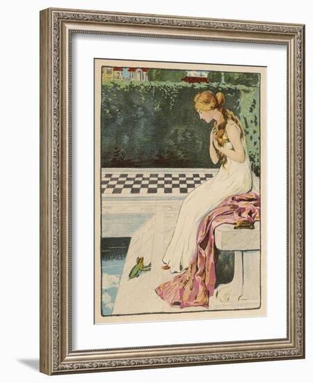 The Princess Discovers a Frog at Her Feet: Curiously He Too is Wearing a Crown-Willy Planck-Framed Art Print