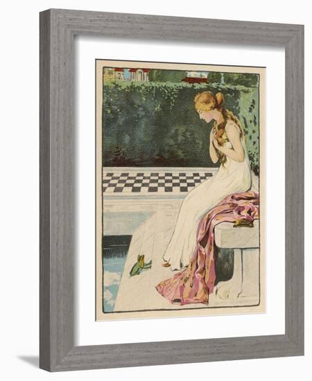 The Princess Discovers a Frog at Her Feet: Curiously He Too is Wearing a Crown-Willy Planck-Framed Art Print
