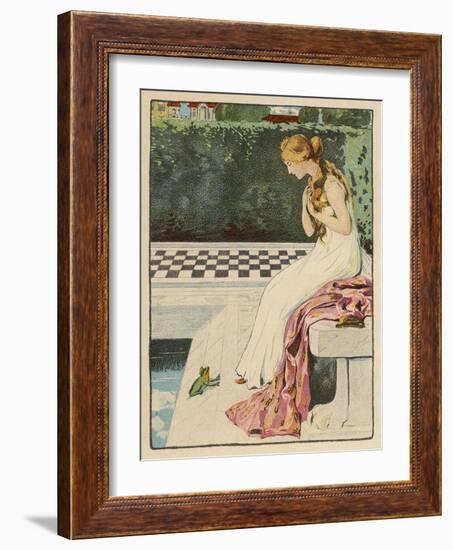 The Princess Discovers a Frog at Her Feet: Curiously He Too is Wearing a Crown-Willy Planck-Framed Art Print