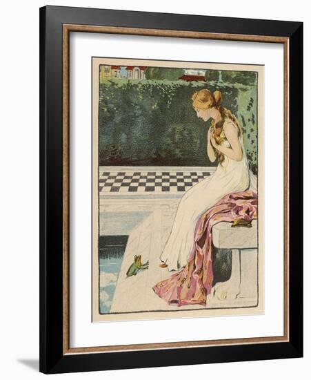 The Princess Discovers a Frog at Her Feet: Curiously He Too is Wearing a Crown-Willy Planck-Framed Art Print