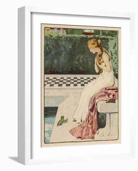 The Princess Discovers a Frog at Her Feet: Curiously He Too is Wearing a Crown-Willy Planck-Framed Art Print