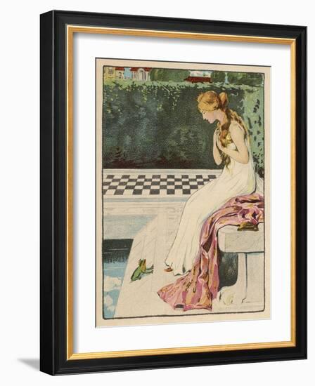 The Princess Discovers a Frog at Her Feet: Curiously He Too is Wearing a Crown-Willy Planck-Framed Art Print