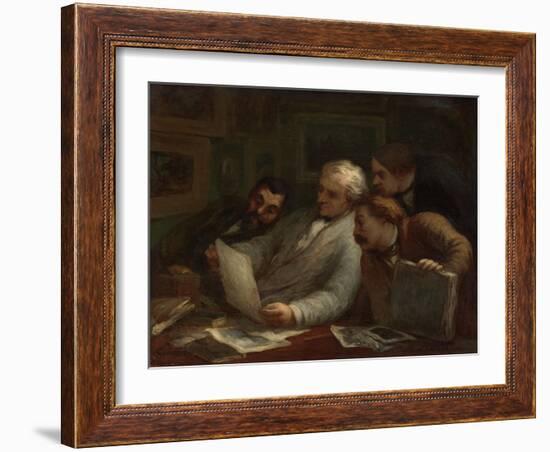 The Print Collectors, C.1860-63 (Oil on Panel)-Honore Daumier-Framed Giclee Print