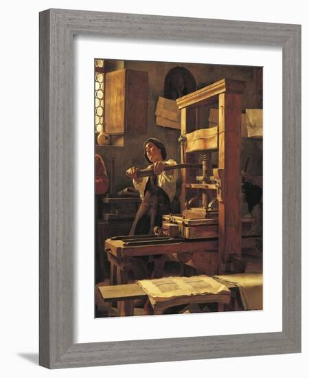 The Printer Bernardo Cennini in His Workshop, 1906-Tito Lessi-Framed Giclee Print