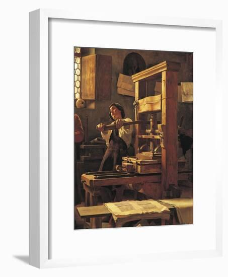 The Printer Bernardo Cennini in His Workshop, 1906-Tito Lessi-Framed Giclee Print