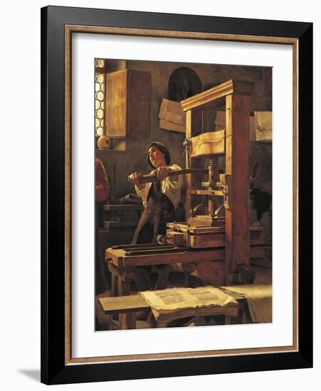 The Printer Bernardo Cennini in His Workshop, 1906-Tito Lessi-Framed Giclee Print