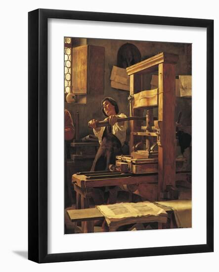 The Printer Bernardo Cennini in His Workshop, 1906-Tito Lessi-Framed Giclee Print