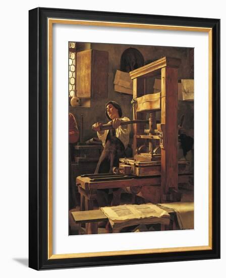 The Printer Bernardo Cennini in His Workshop, 1906-Tito Lessi-Framed Giclee Print