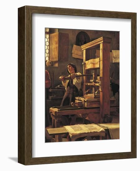 The Printer Bernardo Cennini in His Workshop, 1906-Tito Lessi-Framed Giclee Print