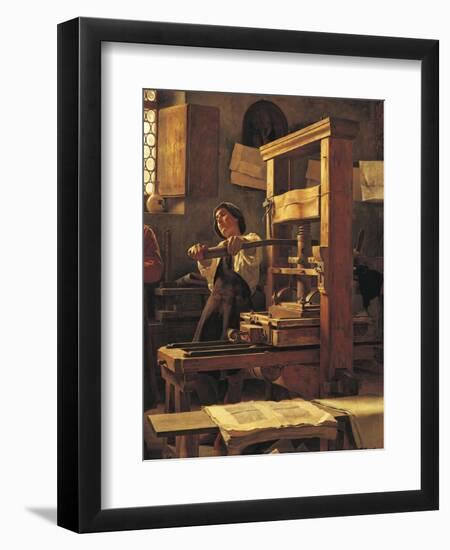 The Printer Bernardo Cennini in His Workshop, 1906-Tito Lessi-Framed Giclee Print