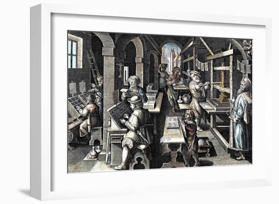 The printing of books (Printing office)-French School-Framed Giclee Print