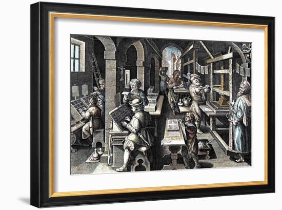 The printing of books (Printing office)-French School-Framed Giclee Print