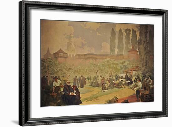 The Printing of the Bible of Kralice in Ivancice-Alphonse Mucha-Framed Giclee Print