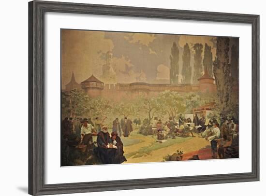 The Printing of the Bible of Kralice in Ivancice-Alphonse Mucha-Framed Giclee Print