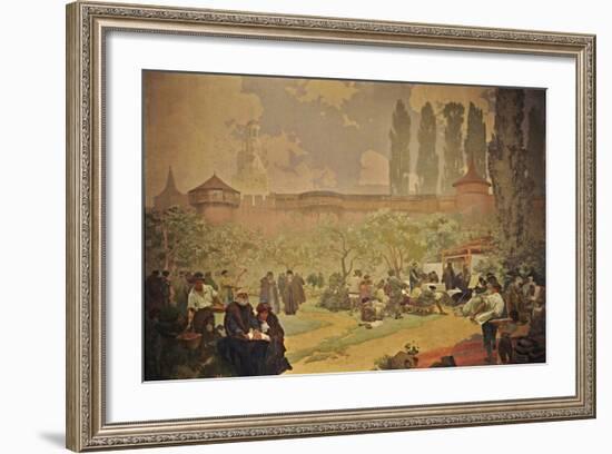 The Printing of the Bible of Kralice in Ivancice-Alphonse Mucha-Framed Giclee Print