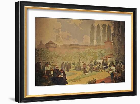 The Printing of the Bible of Kralice in Ivancice-Alphonse Mucha-Framed Giclee Print