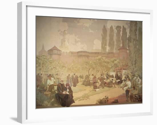 The Printing of the Kralice Bible, from the 'Slav Epic', 1918-Alphonse Mucha-Framed Giclee Print