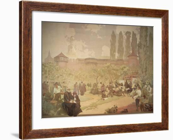 The Printing of the Kralice Bible, from the 'Slav Epic', 1918-Alphonse Mucha-Framed Giclee Print