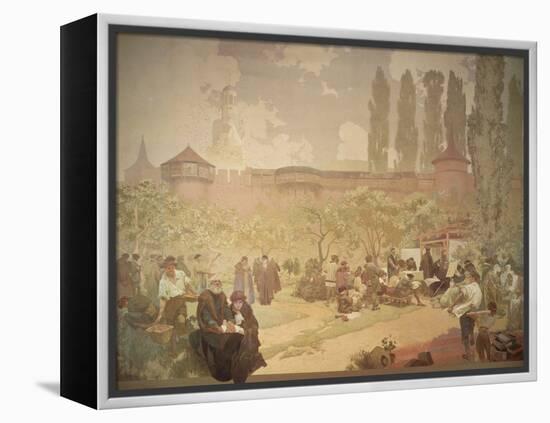 The Printing of the Kralice Bible, from the 'Slav Epic', 1918-Alphonse Mucha-Framed Premier Image Canvas