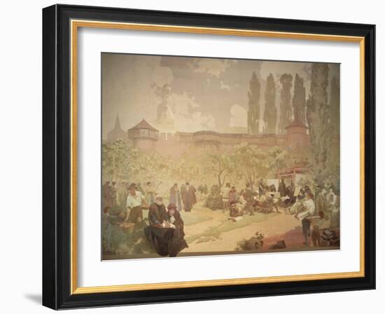 The Printing of the Kralice Bible, from the 'Slav Epic', 1918-Alphonse Mucha-Framed Giclee Print