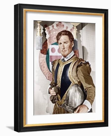 THE PRIVATE LIVES OF ELIZABETH AND ESSEX, Errol Flynn as the Earl of Essex, 1939-null-Framed Photo