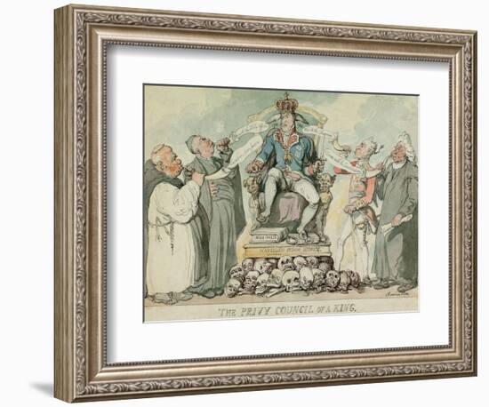 The Privy Council of a King, Pub. 1815 (Hand Coloured Engraving)-Thomas Rowlandson-Framed Giclee Print