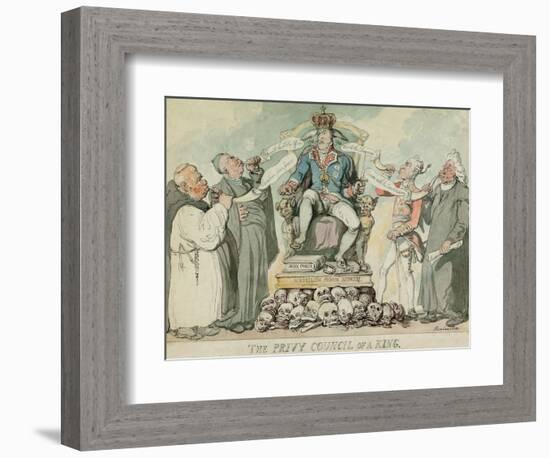 The Privy Council of a King, Pub. 1815 (Hand Coloured Engraving)-Thomas Rowlandson-Framed Giclee Print