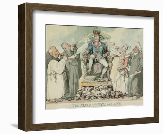 The Privy Council of a King, Pub. 1815 (Hand Coloured Engraving)-Thomas Rowlandson-Framed Giclee Print