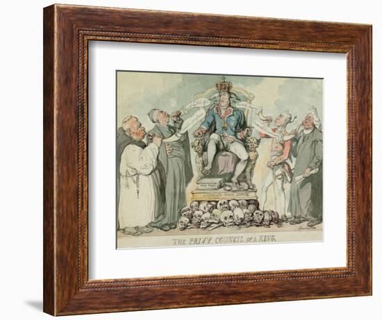 The Privy Council of a King, Pub. 1815 (Hand Coloured Engraving)-Thomas Rowlandson-Framed Giclee Print