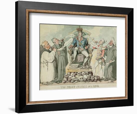 The Privy Council of a King, Pub. 1815 (Hand Coloured Engraving)-Thomas Rowlandson-Framed Giclee Print