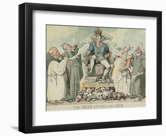 The Privy Council of a King, Pub. 1815 (Hand Coloured Engraving)-Thomas Rowlandson-Framed Giclee Print