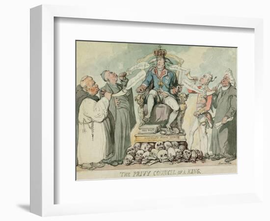 The Privy Council of a King, Pub. 1815 (Hand Coloured Engraving)-Thomas Rowlandson-Framed Giclee Print