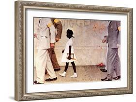 The Problem We All Live With (or Walking to School--Schoolgirl with U.S. Marshals)-Norman Rockwell-Framed Giclee Print