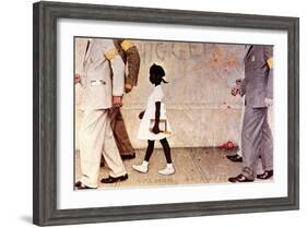 The Problem We All Live With (or Walking to School--Schoolgirl with U.S. Marshals)-Norman Rockwell-Framed Giclee Print