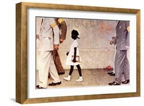 The Problem We All Live With (or Walking to School--Schoolgirl with U.S. Marshals)-Norman Rockwell-Framed Giclee Print