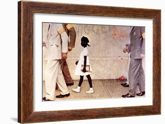 The Problem We All Live With (or Walking to School--Schoolgirl with U.S. Marshals)-Norman Rockwell-Framed Giclee Print