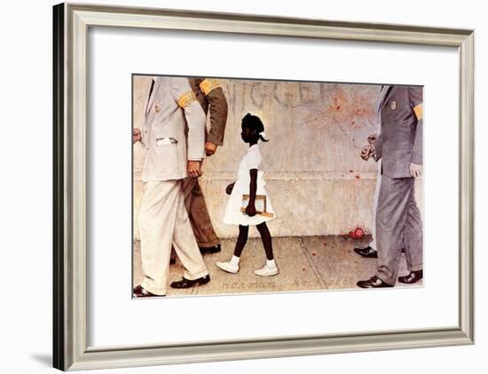 The Problem We All Live With (or Walking to School--Schoolgirl with U.S. Marshals)-Norman Rockwell-Framed Giclee Print