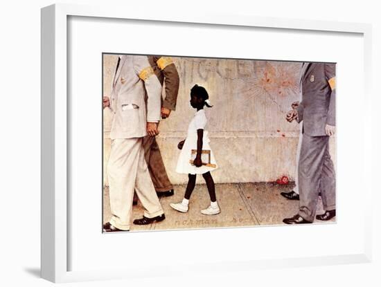 The Problem We All Live With (or Walking to School--Schoolgirl with U.S. Marshals)-Norman Rockwell-Framed Giclee Print