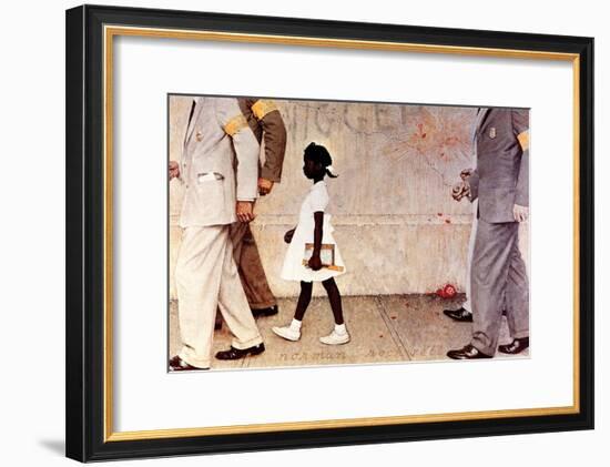 The Problem We All Live With (or Walking to School--Schoolgirl with U.S. Marshals)-Norman Rockwell-Framed Giclee Print