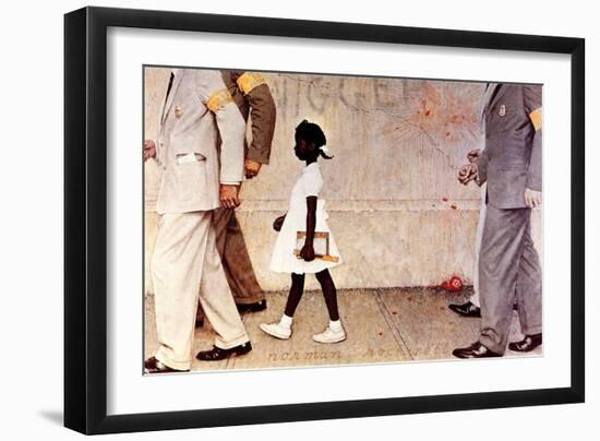 The Problem We All Live With (or Walking to School--Schoolgirl with U.S. Marshals)-Norman Rockwell-Framed Giclee Print