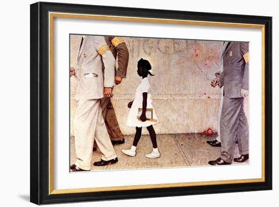 The Problem We All Live With (or Walking to School--Schoolgirl with U.S. Marshals)-Norman Rockwell-Framed Giclee Print