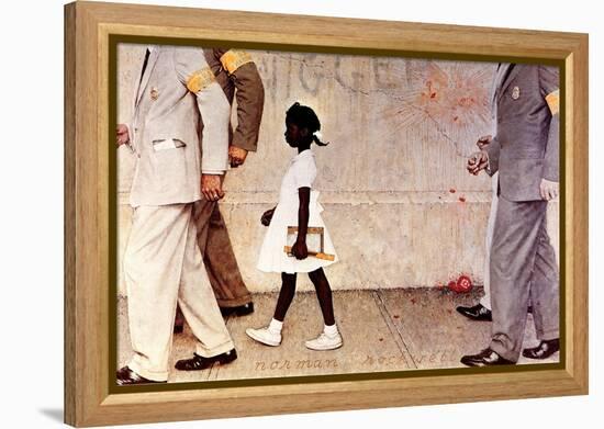 The Problem We All Live With (or Walking to School--Schoolgirl with U.S. Marshals)-Norman Rockwell-Framed Premier Image Canvas