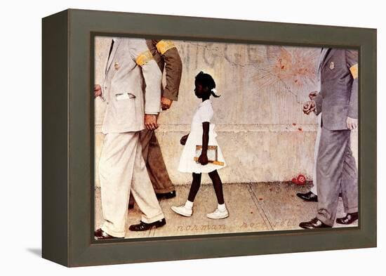 The Problem We All Live With (or Walking to School--Schoolgirl with U.S. Marshals)-Norman Rockwell-Framed Premier Image Canvas