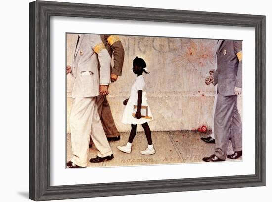 The Problem We All Live With (or Walking to School--Schoolgirl with U.S. Marshals)-Norman Rockwell-Framed Premium Giclee Print