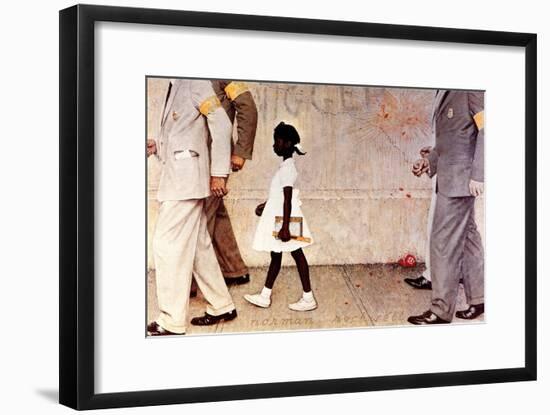 The Problem We All Live With (or Walking to School--Schoolgirl with U.S. Marshals)-Norman Rockwell-Framed Premium Giclee Print