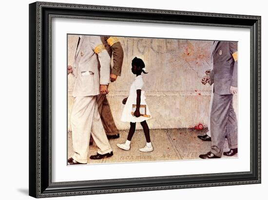 The Problem We All Live With (or Walking to School--Schoolgirl with U.S. Marshals)-Norman Rockwell-Framed Premium Giclee Print